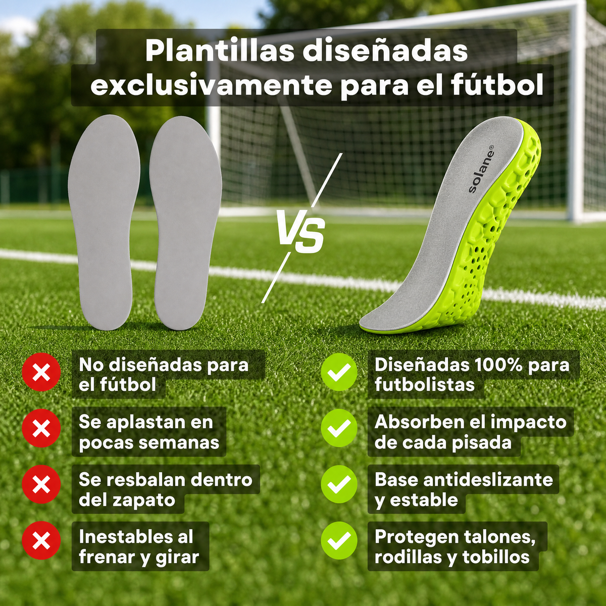 Plantillas Solane® – Juega más tiempo, sin dolor